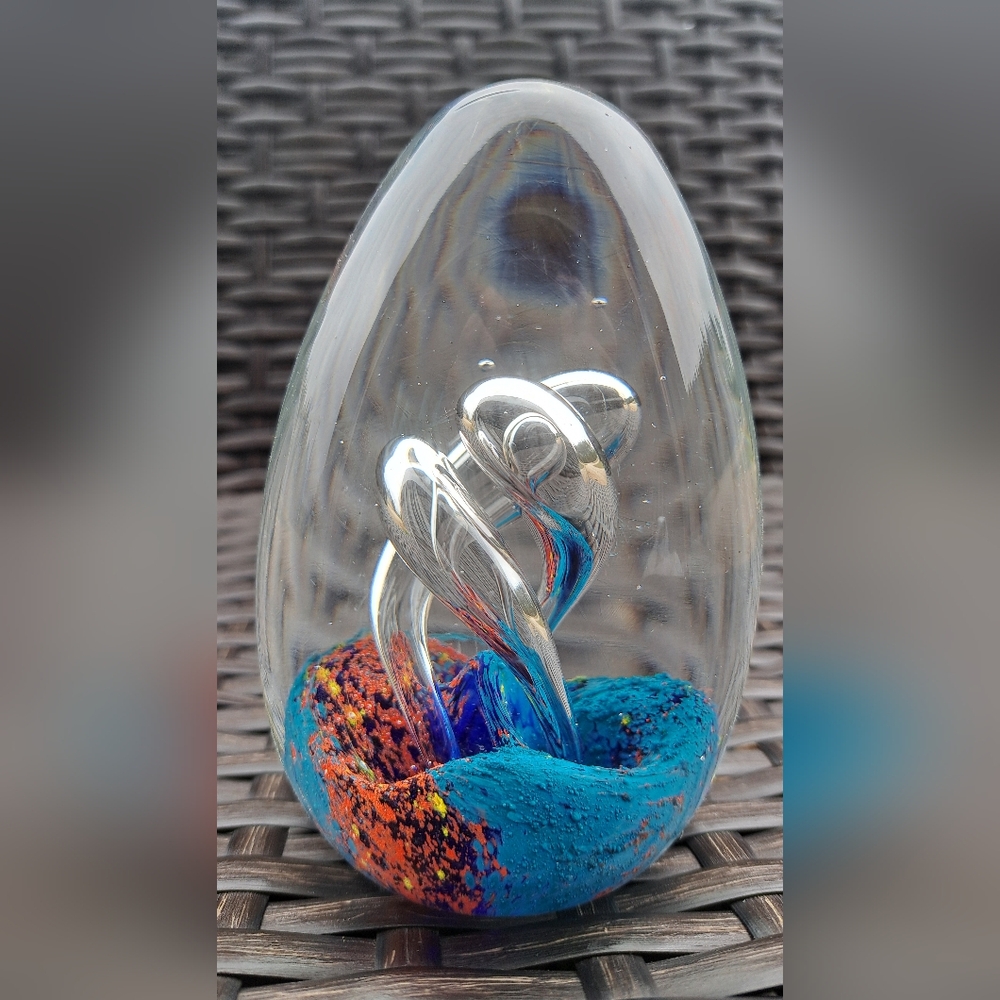 Bubble Eels Egg Shaped Paperweight.